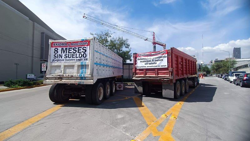 Trabajadores de la construcción exigen pago a empresa AXIOMA en León